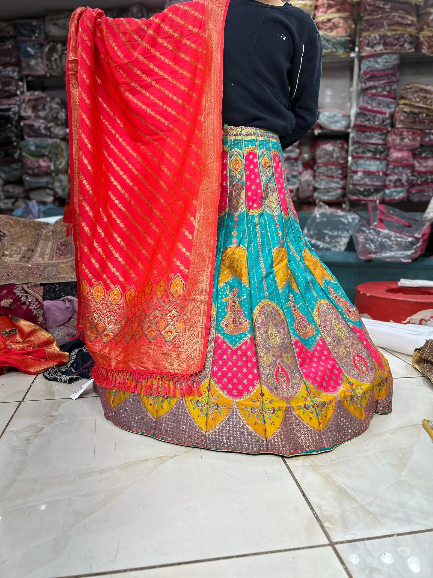 Stunning Banarasi multicolour lehenga