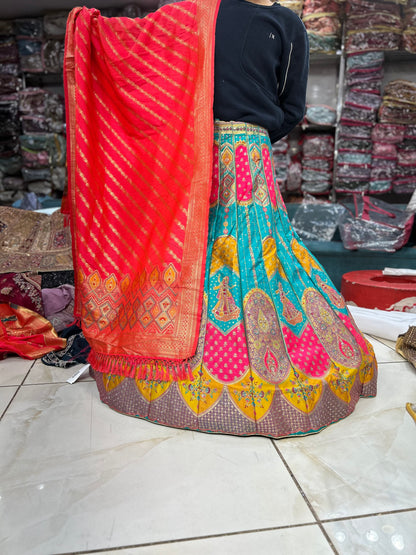 Stunning Banarasi multicolour lehenga