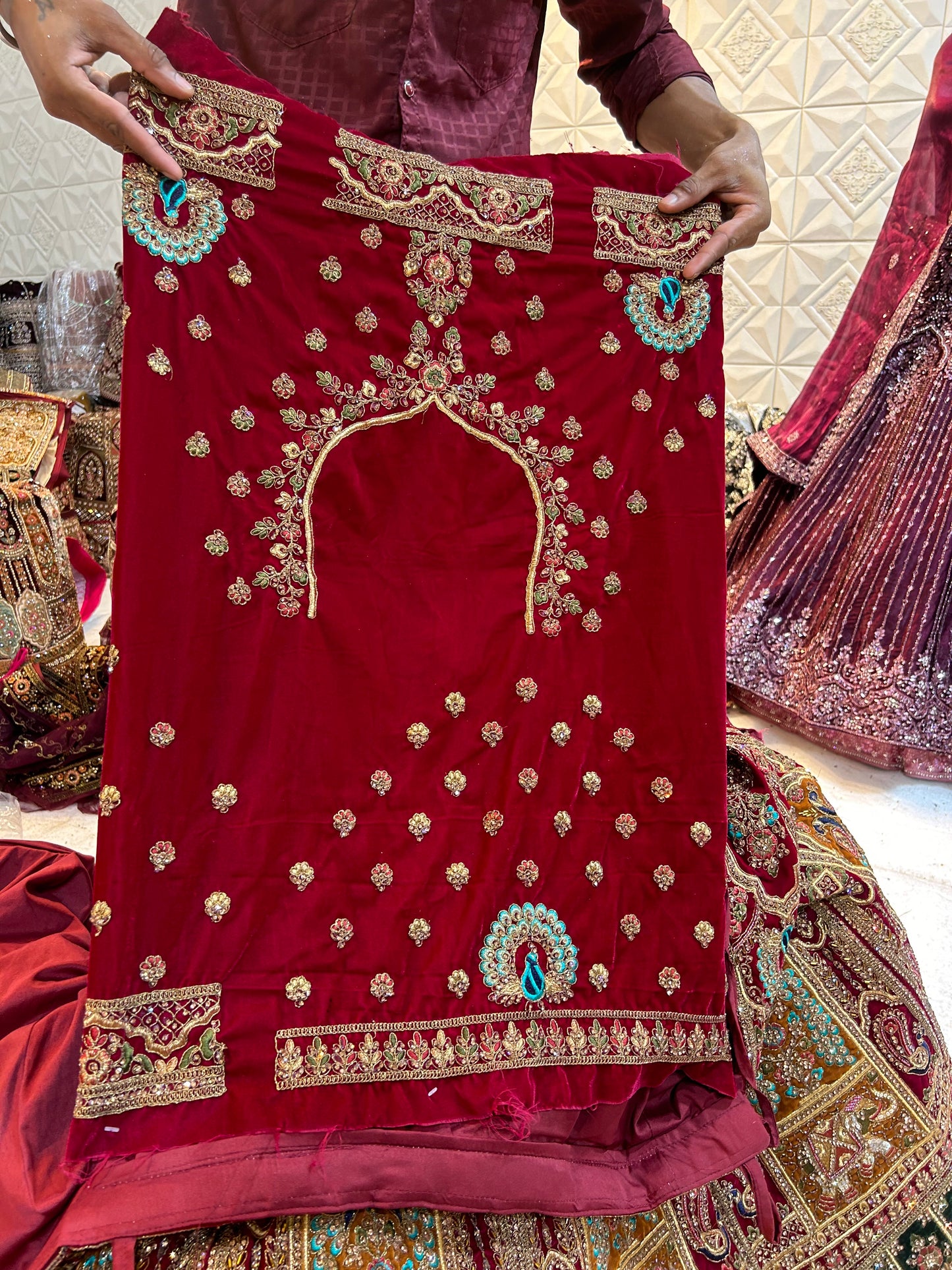 Astonishing red peacock bridal Lehenga