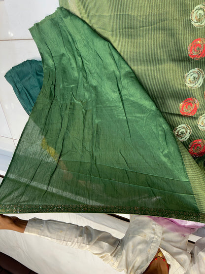 Dark green heavy saree