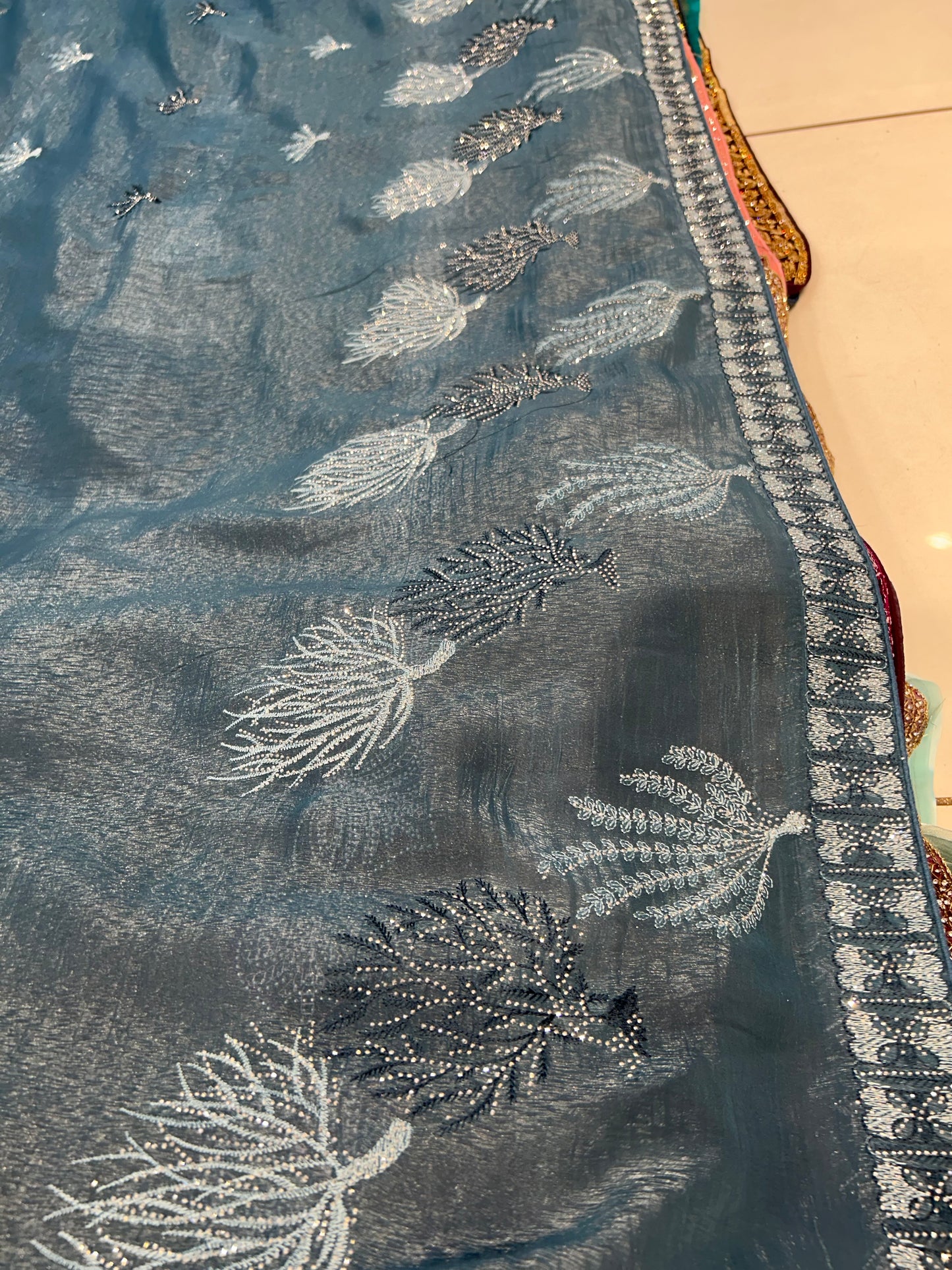 Decorative blue saree