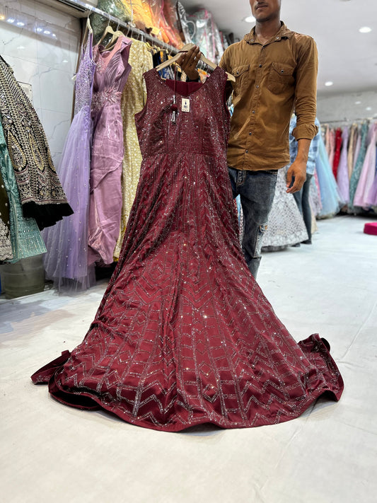 Stunning maroon wine gown