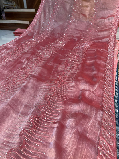 Extraordinary pink Lilac peach saree