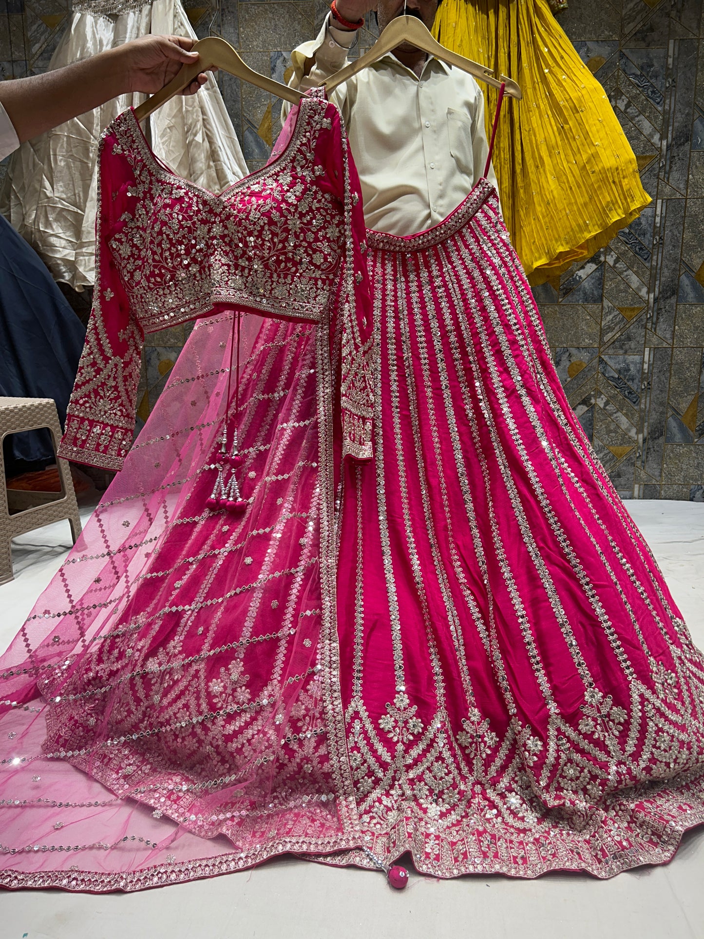 Awesome pink crop top Lehenga