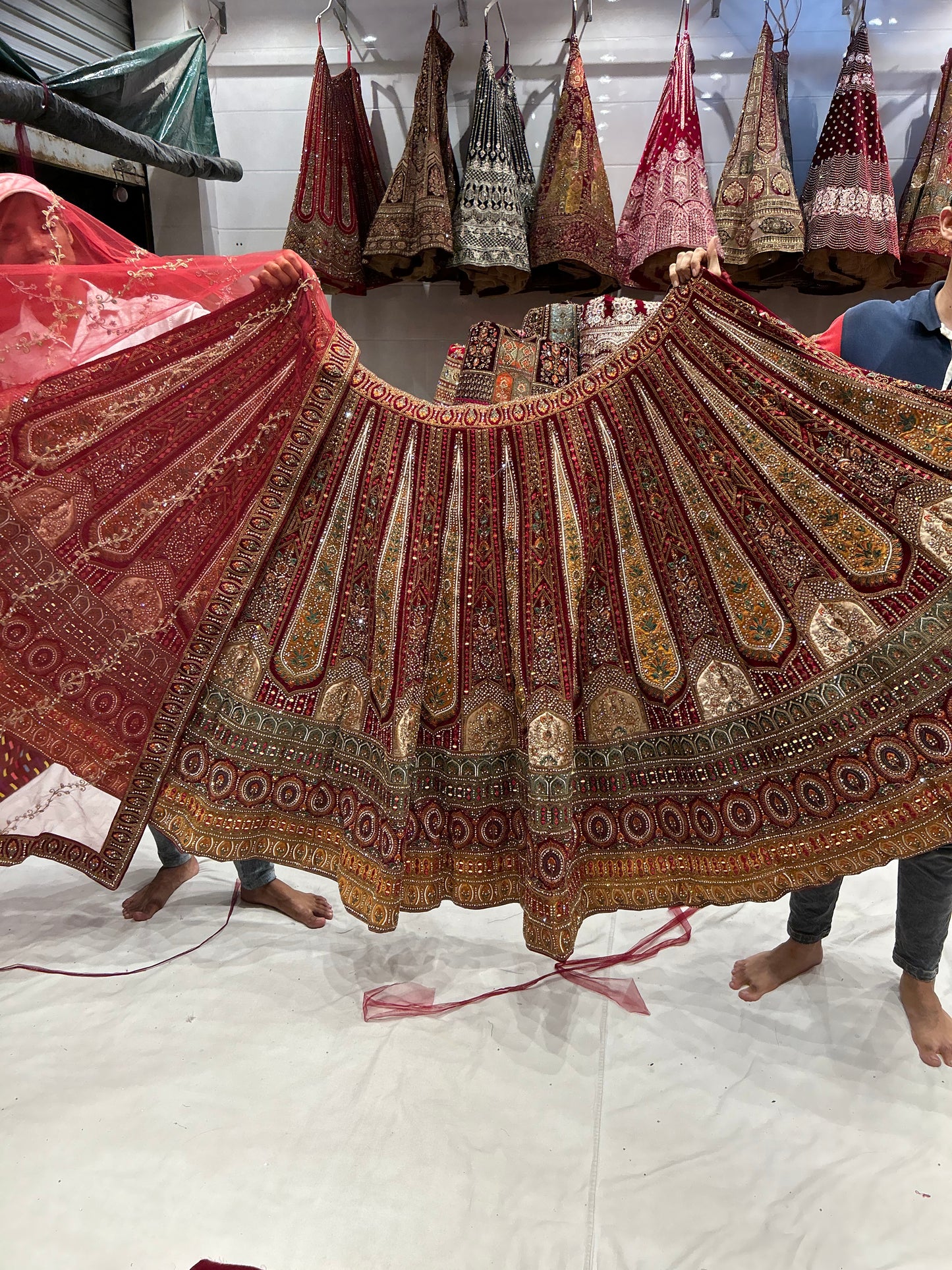 Designer bridal maroon lehenga