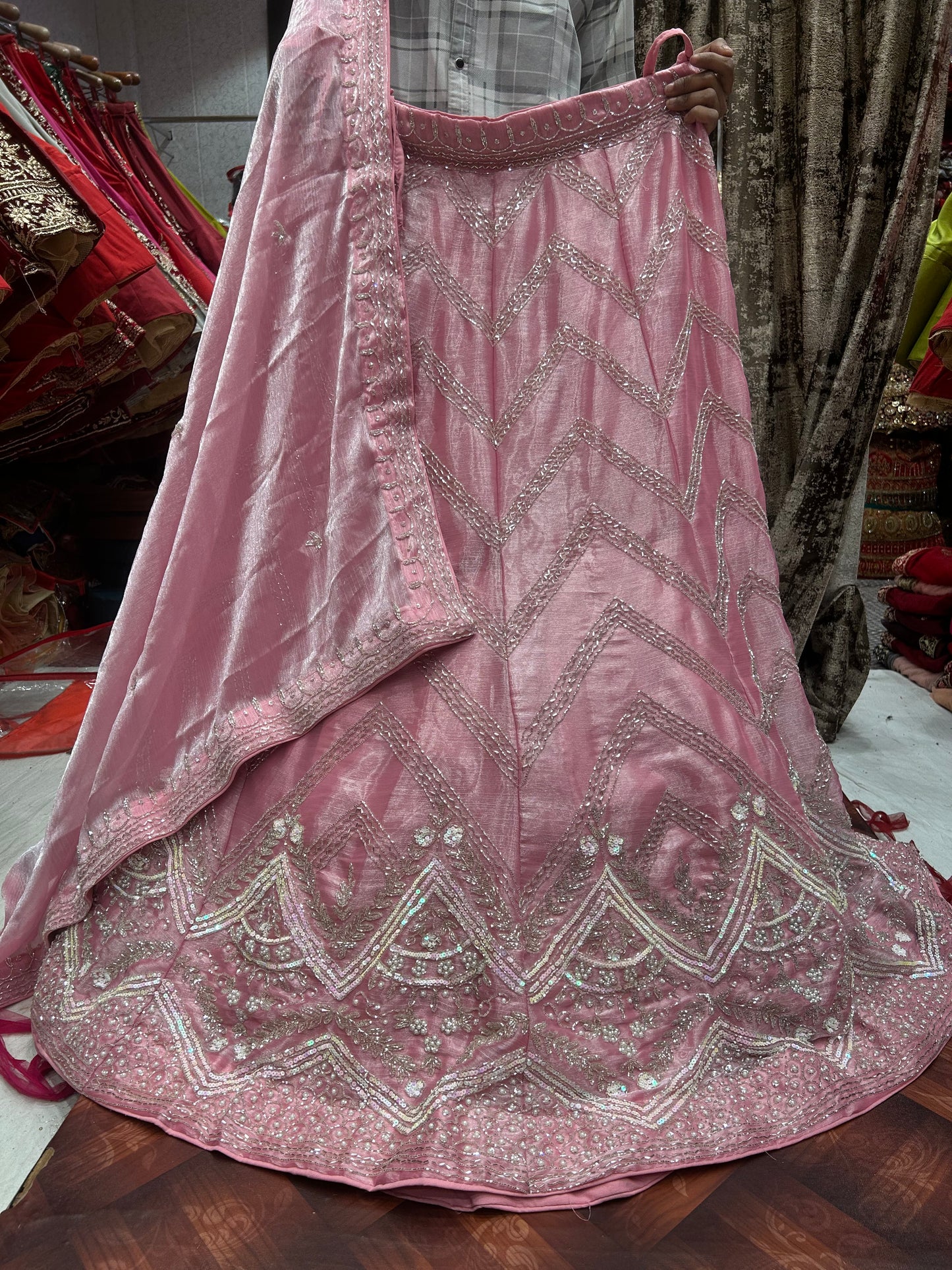 beautiful baby pink handwork lehenga