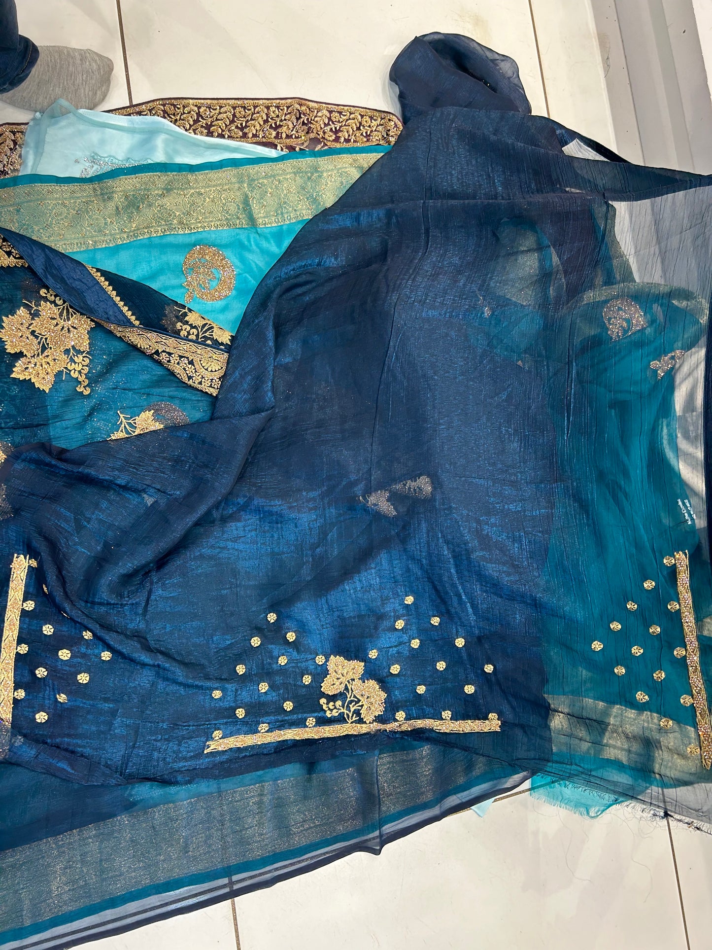 Amazing dark blue saree