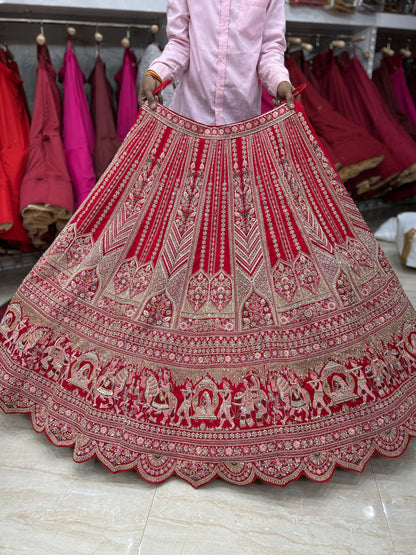 Good looking red bridal lehenga