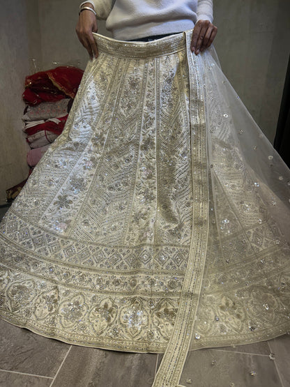 Fantastic white golden lehenga