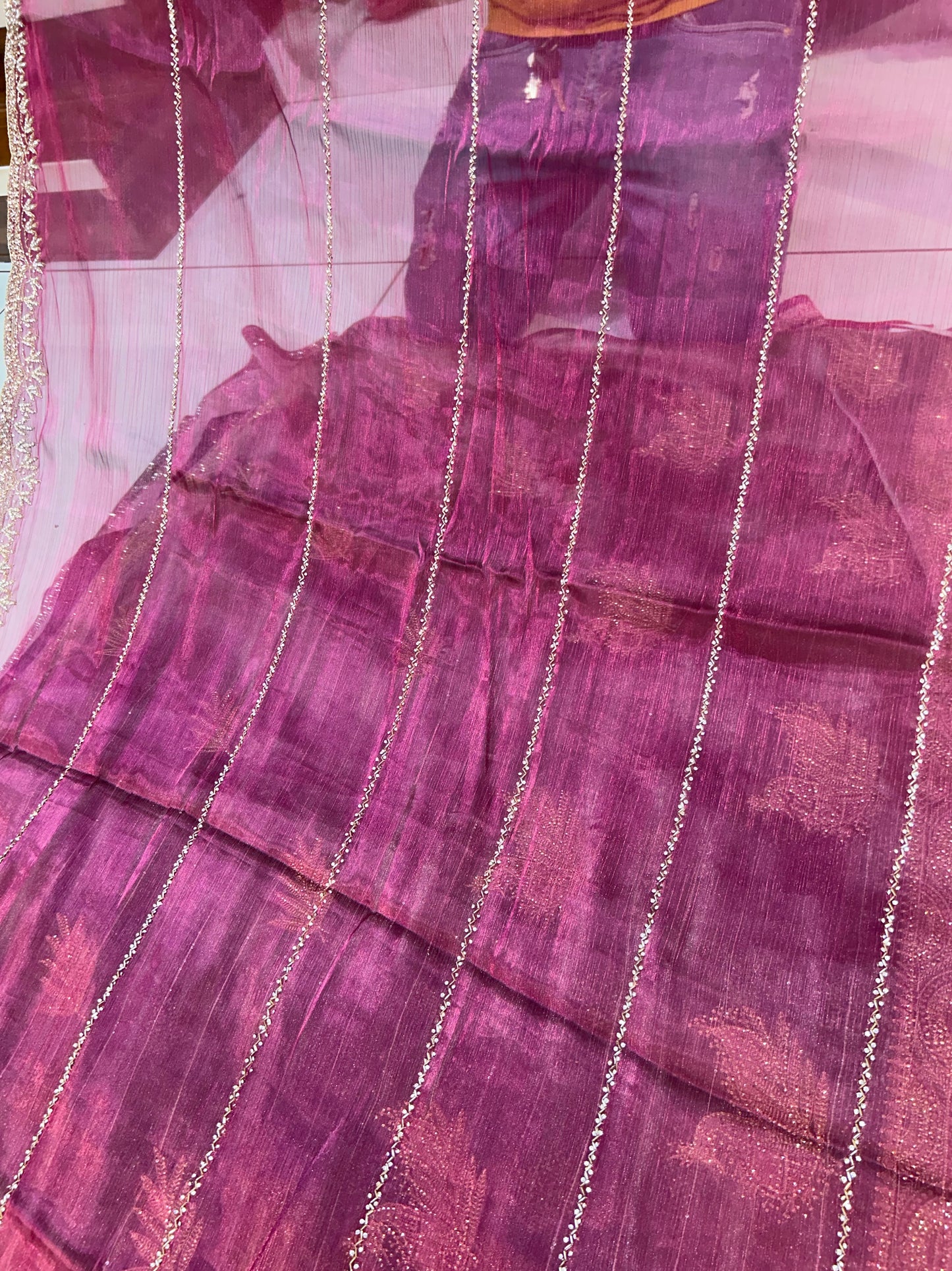 Purple Violet sparkling saree