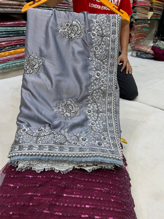 Stylish purple fancy saree 🥰