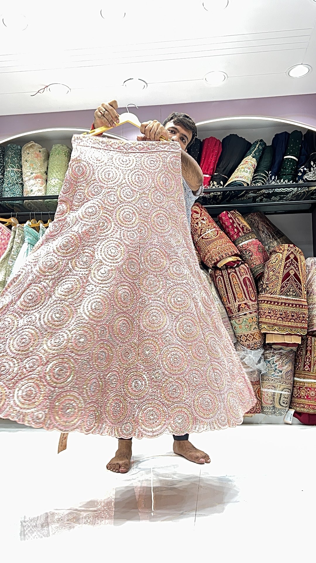 Designer peach lehenga