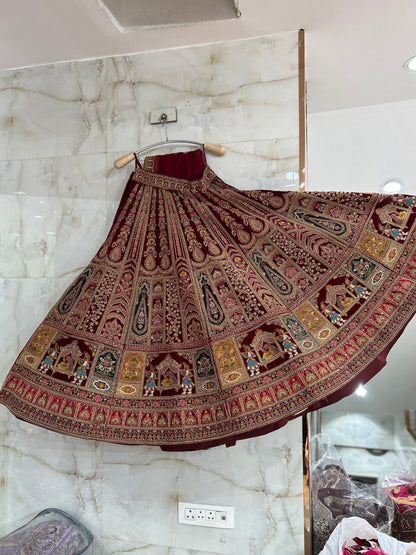 Designer maroon Doli barat bridal lehenga