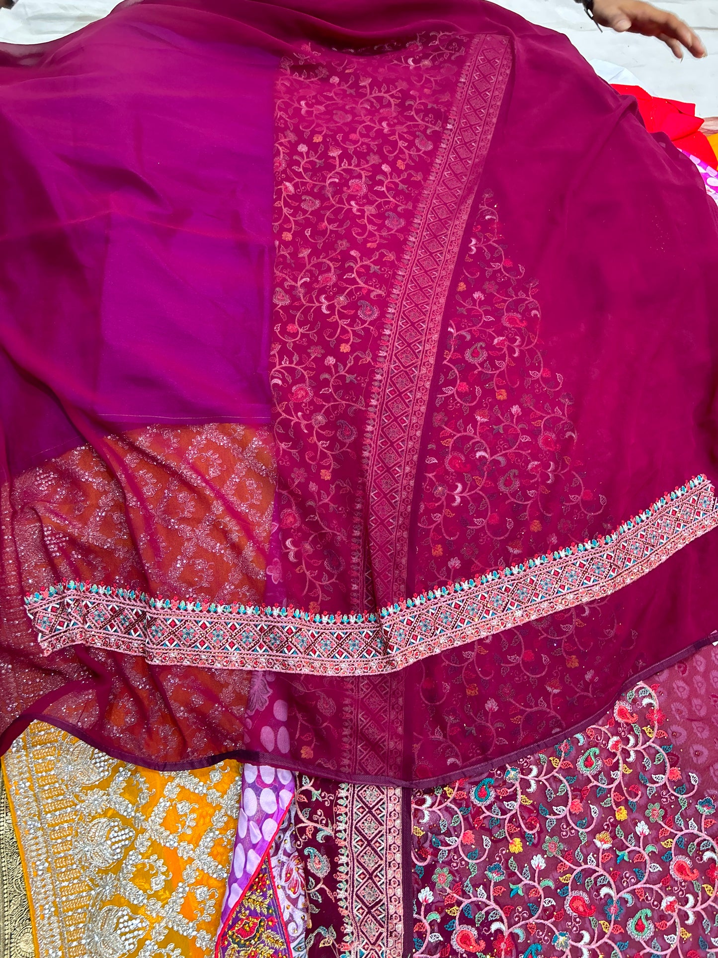 Eye catching wine Saree