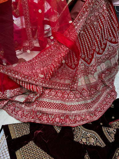 Famous red jhumka Lehenga