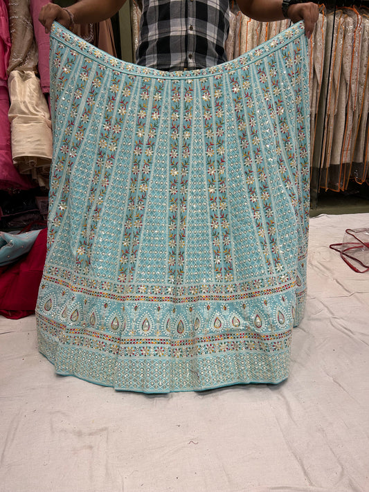 Stylish sky blue Lehenga