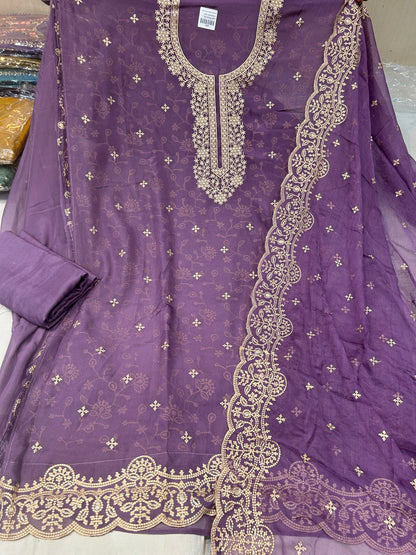 Purple Fancy women Unstitched Suit