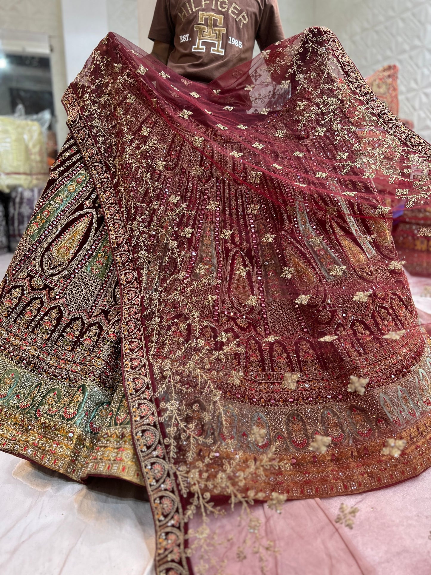 Fair maroon bridal lehenga