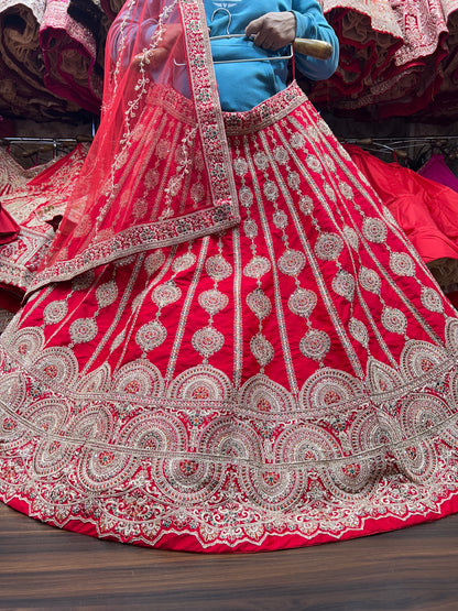 Superb pink red bridal lehenga