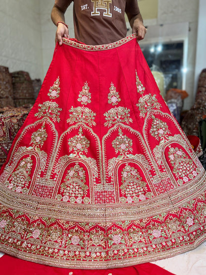 Pure Handwork Red lehenga