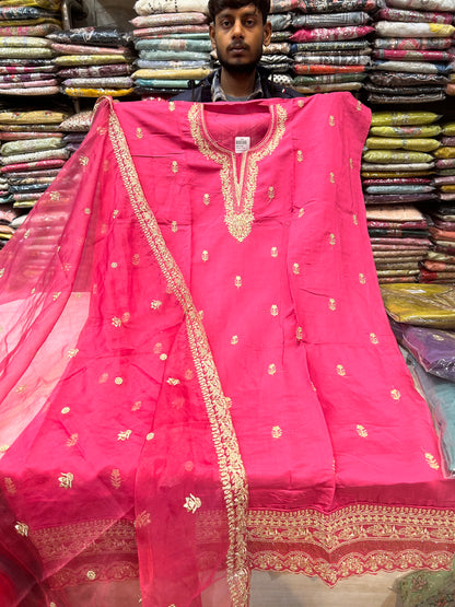 Elegante vestido de traje salwar sin costuras de color rosa (talla única)