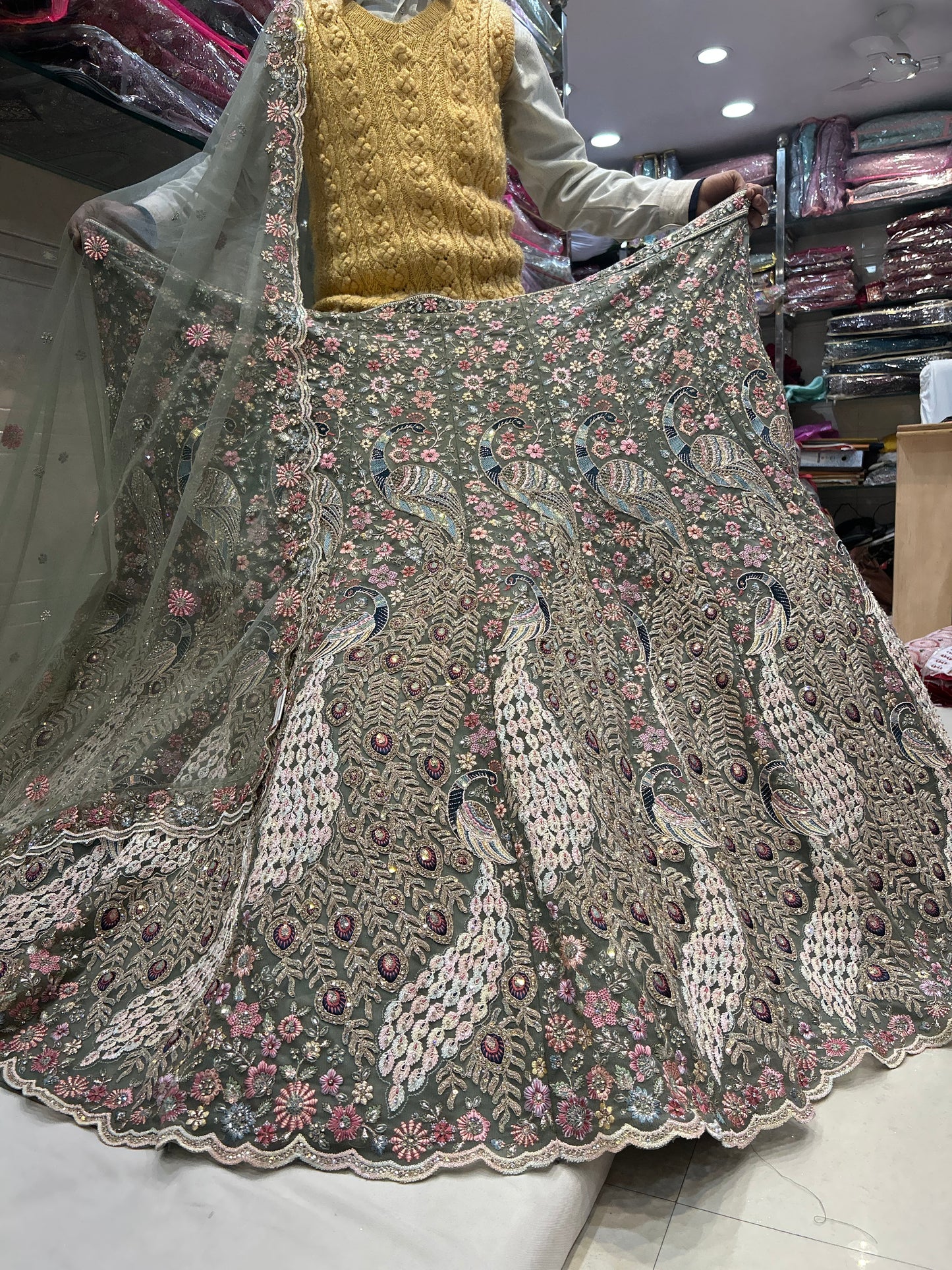 Khoobsurat peacock pista green Lehenga