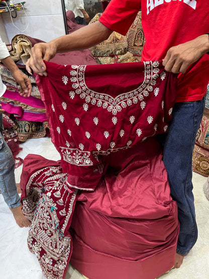 Maroon peacock bridal lehenga