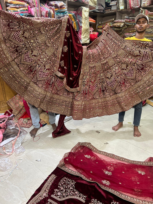 Fabuloso Lehenga Dupatta Doble de Gran Acampanado de Color Rosa Real