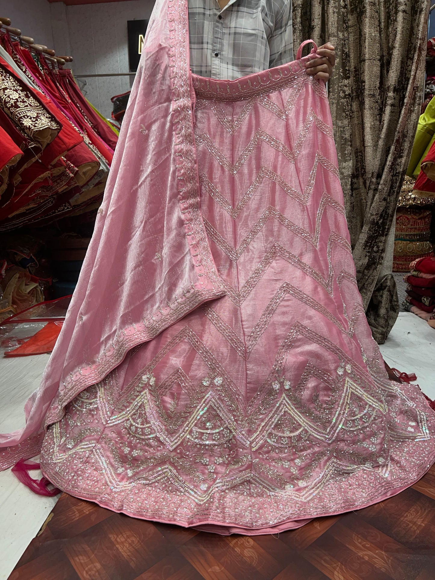 beautiful baby pink handwork lehenga