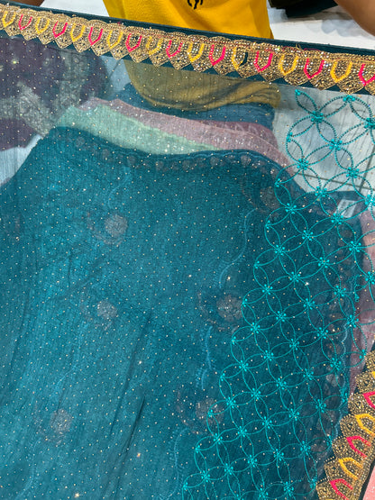 Aqua Green saree