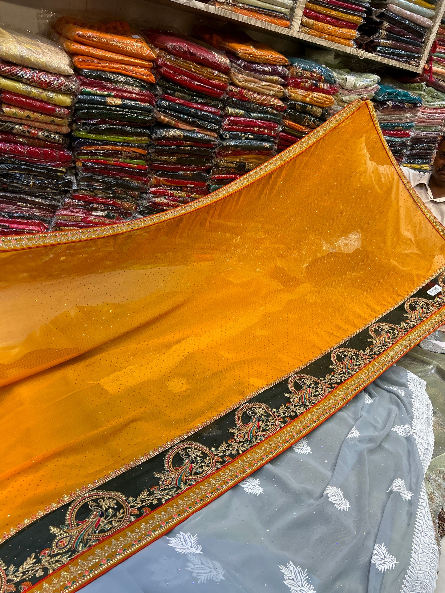 Yellow mehendi saree