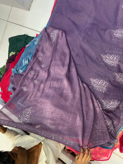 Dreamy Purple leaf saree