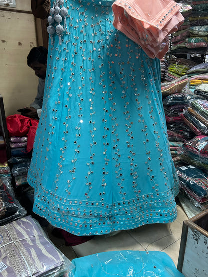 Lehenga elegante en color azul cielo 😍