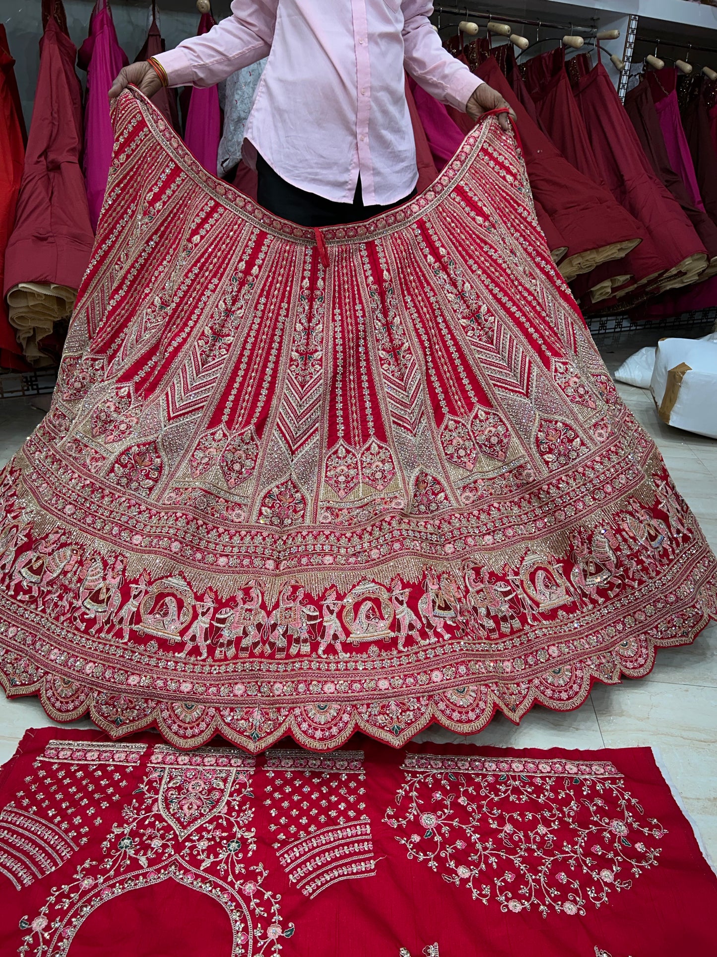 Good looking red bridal lehenga