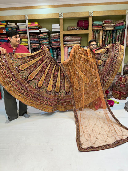 Cherry maroon heavy bridal Lehenga