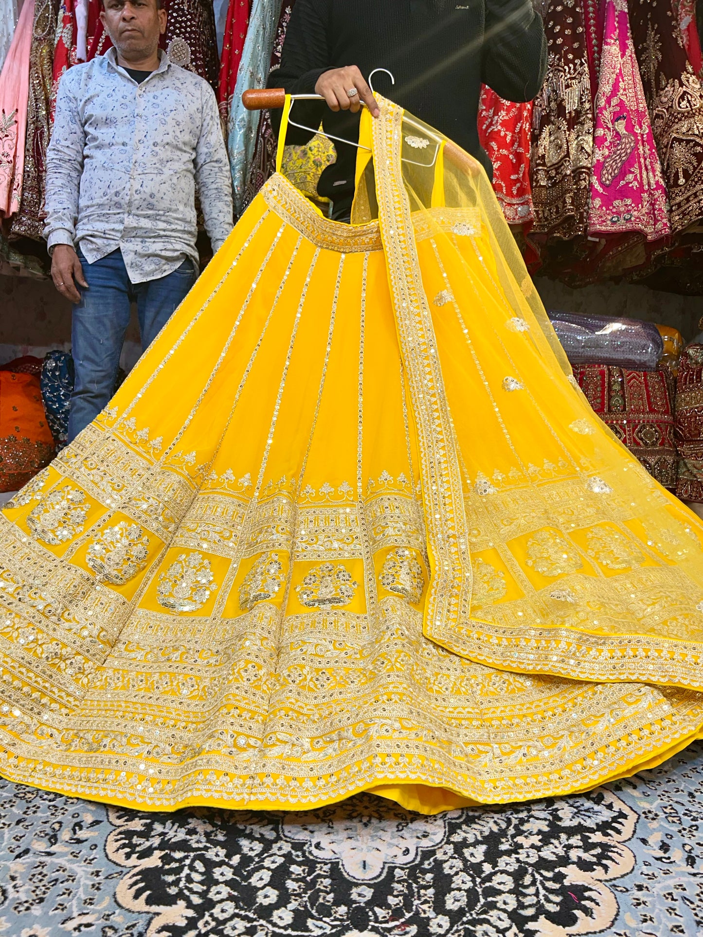 Yellow haldi mehendi lehenga