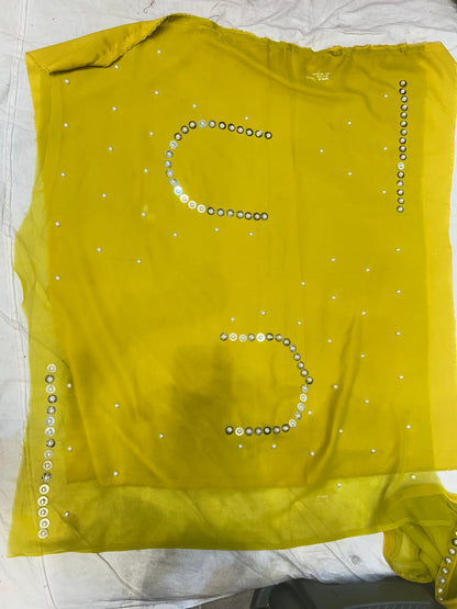 Yellow haldi mehendi mirror work Lehenga