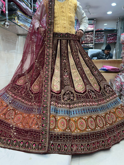 Attractive maroon bridal Lehenga