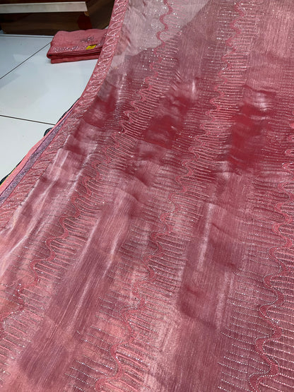 Extraordinary pink Lilac peach saree