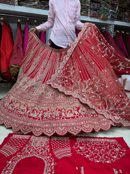 Good looking red bridal lehenga