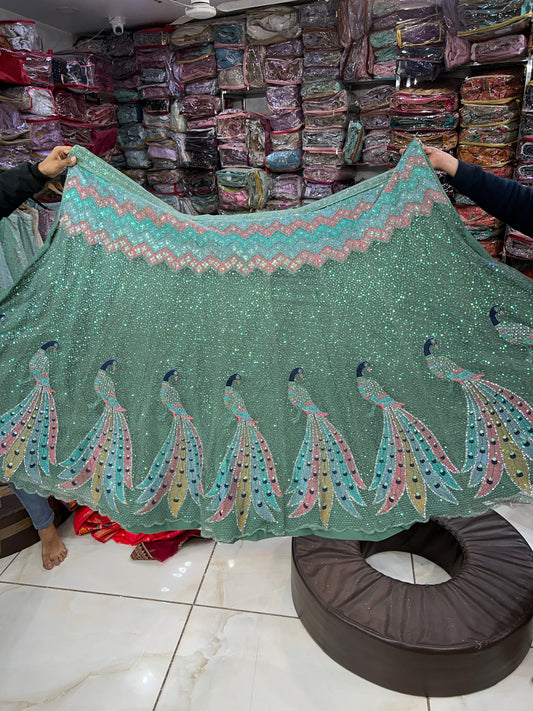 Pretty green peacock lehenga