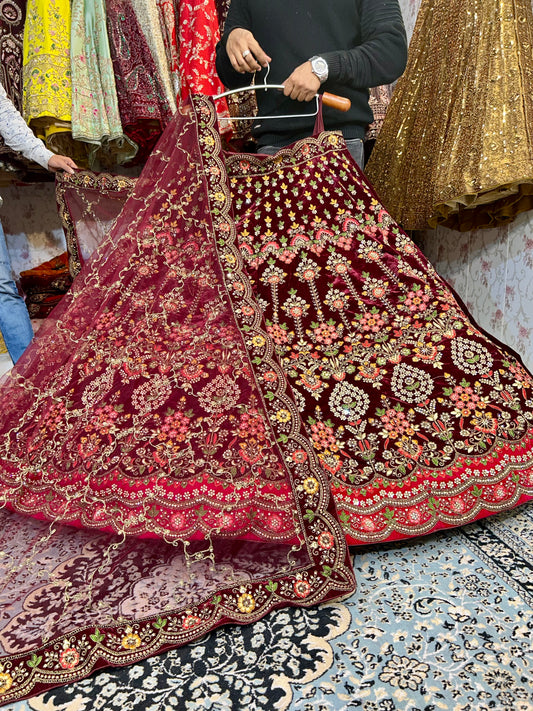 Something different maroon bridal lehenga