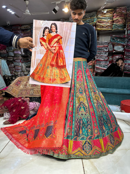 Astonishing Banarasi multicolour lehenga