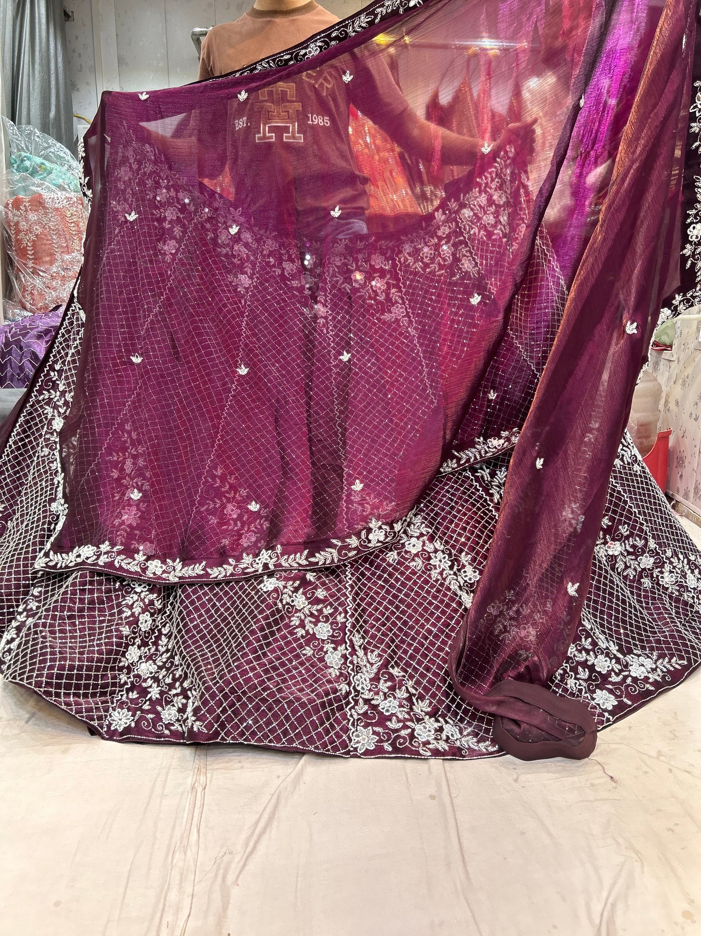 Attractive Purple Handwork sequence work lehenga