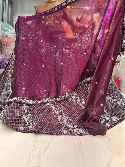 Attractive Purple Handwork sequence work lehenga