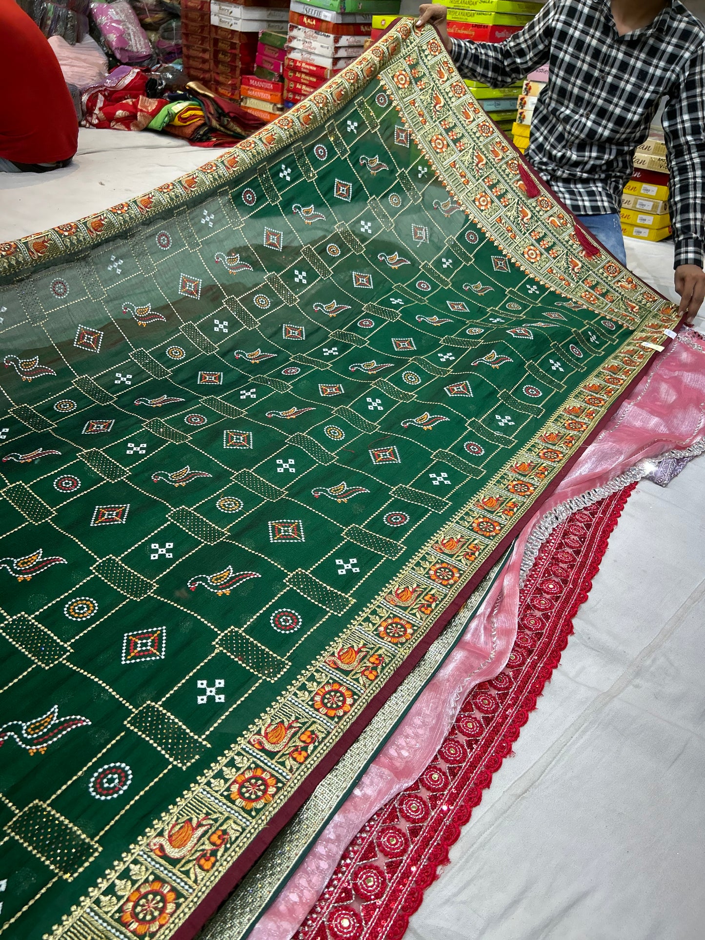 Pleasing Dark green Saree