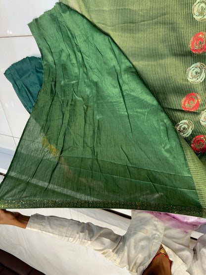 Dark green heavy saree