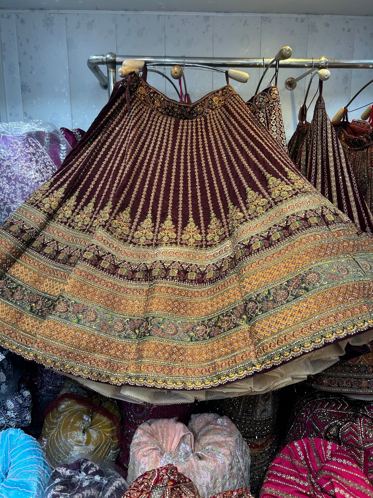 Attractive maroon bridal lehenga