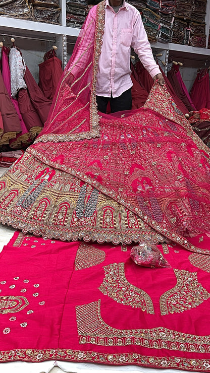 Cute red peacock bridal lehenga