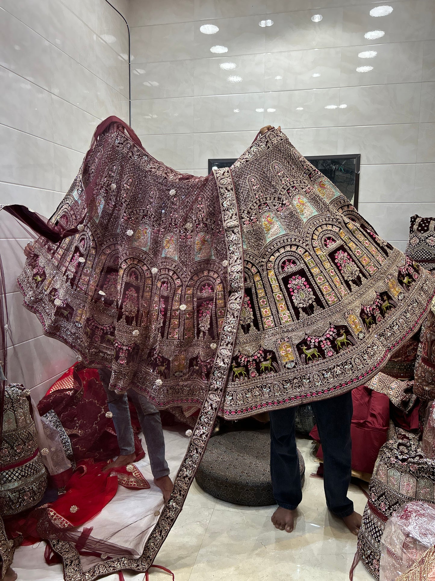 Cheery maroon doli Barat lehenga